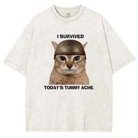 Surived Todays Tummy Ache Y2k Tee  , Retro Funny Meme Unisex Tee, Vintage Graphic Tees Top Womenswear