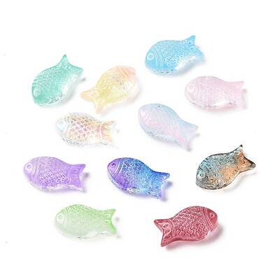 Transparent Spray Painted Glass Beads
