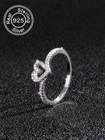 S925 Sterling Silver Summer Heart Shaped Ring for Women, Heart Design Rhinestone Decor Promise Ring for Gf, Fashion Accessori...