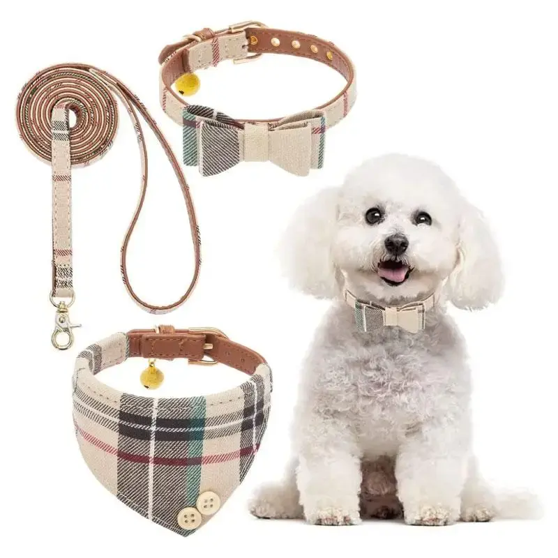 Cute Bowknot Decor Pet Collar With Leash & Bowknot Design Pet Belt,  3 Counts/set Pet Collars & Leads, Pet Supplies For Smal...