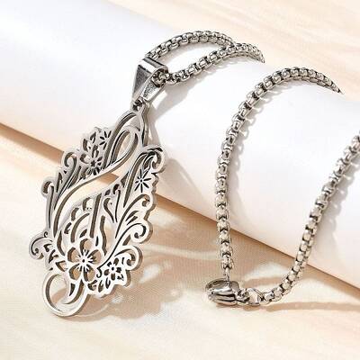 304 Stainless Steel Laser Cut Flower Musical Note Pendant Box Chain Necklaces for Women Men
