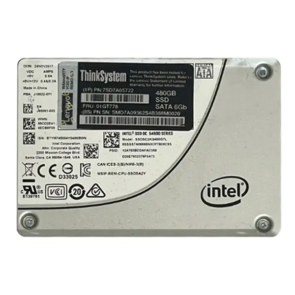 7SD7A05722 Lenovo 480GB Triple-Level Cell SATA 6Gb/s Hot-Swappable 2.5-Inch Solid State Drive for ThinkSystem