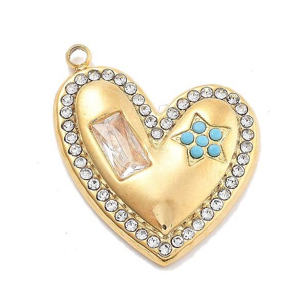 304 Stainless Steel Rhinestone Pendants