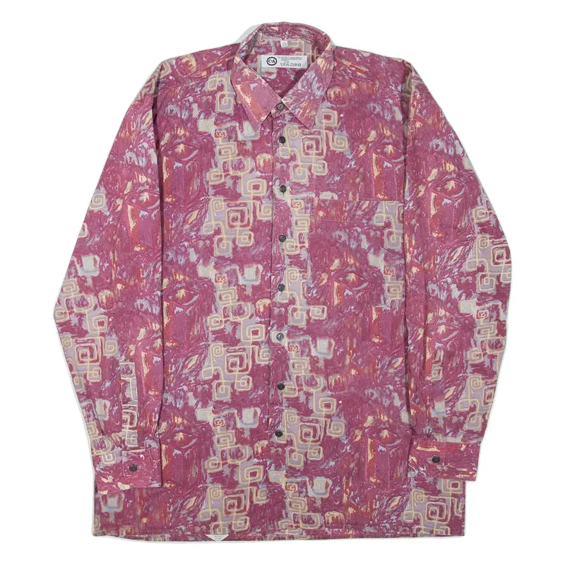 C&A Mens Shirt Pink Crazy Pattern Long Sleeve L
