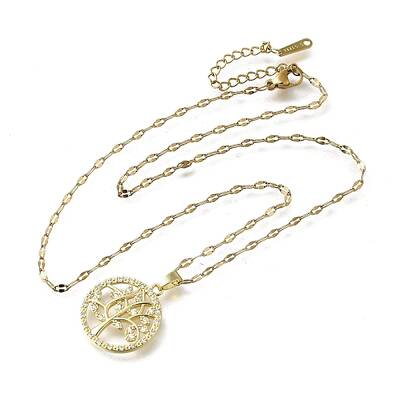 Brass Micro Pave Clear Cubic Zirconia Tree of Life Pendants