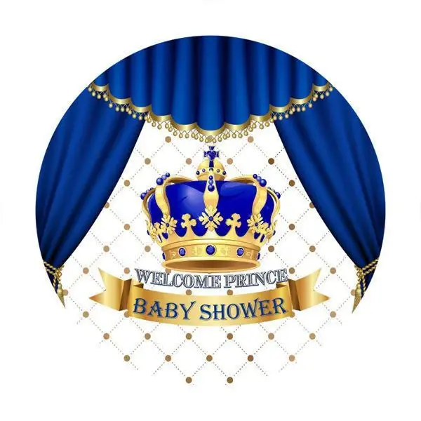 Aperturee Blue Crown Welcome Prince Circle Baby Shower Backdrop | Circle Background For Party | Round Backdrop Stand Covers |...