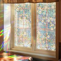 Flower Pattern Static Cling Window Film, 1 Count Double Sided Colorful Window Film, Decorative Sticker for Home Living Room B...