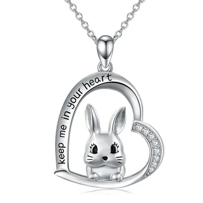 Bunny Keep Me in Your Heart Cute Rabbit Necklace for Women