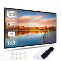 video projector screen,120inch Portable Foldable Fabric Projector Screen, 16:9 HD Projector Film Screen,Anti-wrinkle Projecto...