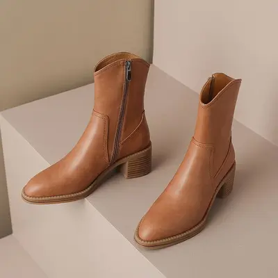 CHIKO Rosa Round Toe Block Heels Ankle Boots
