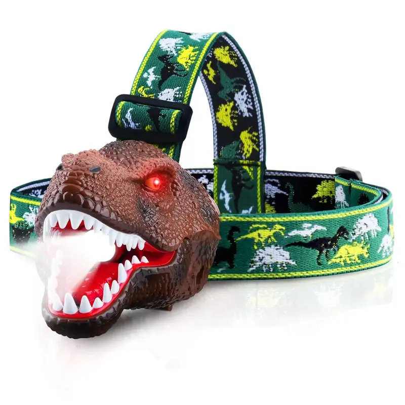 Dinosaur Design Headlamp, Rechargeable LED Headlight with Roar & Silent Mode, T-Rex Dinosaur Toys, Camping Gear, Gifts for Bo...
