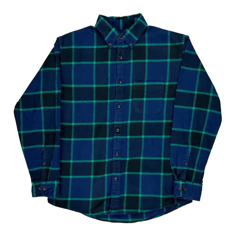 Unbranded Checked Flannel Shirt - Medium Blue Cotton
