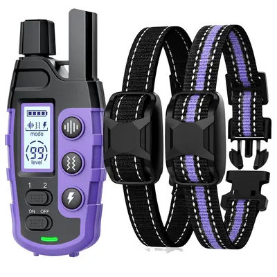3300ft Range Rechargeable Dog Training Collars, Adjustable Nylon Strap, Electric Shock, Vibration & Sound Modes, Waterproof, ...