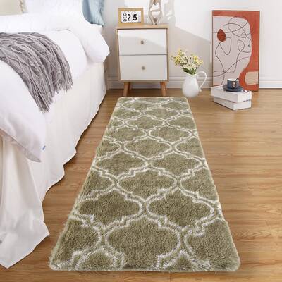 Garvee Shaggy Rug 2x6 Runner Rug Shag Rug for Living Room Kids Rug Plush Rug Moroccan Geometric Carpet Bedroom Fluffy Rug Bed...