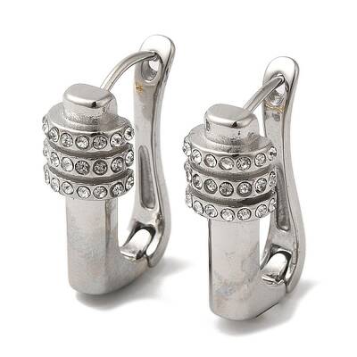 Stainless Steel & Rhineston Hoop Earrings for Women