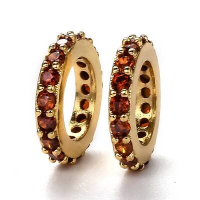 Brass Micro Pave Cubic Zirconia European Beads