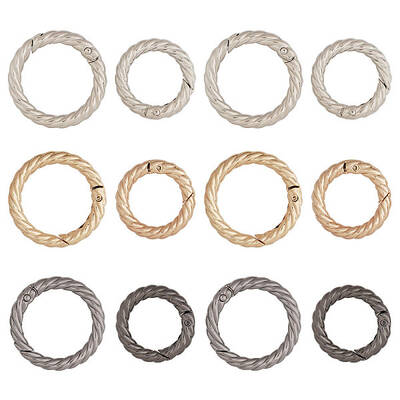 12Pcs 6 Styles Alloy Twist Spring Gate Ring