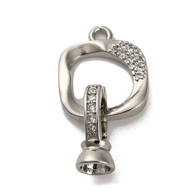 Brass Micro Pave Clear Cubic Zirconia Fold Over Clasps