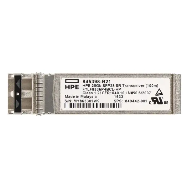 HP 849442-001 | 25Gb/s 25GBase-SR Multi-Mode Fibre 850nm 100m LC Connector SFP28 Transceiver Module