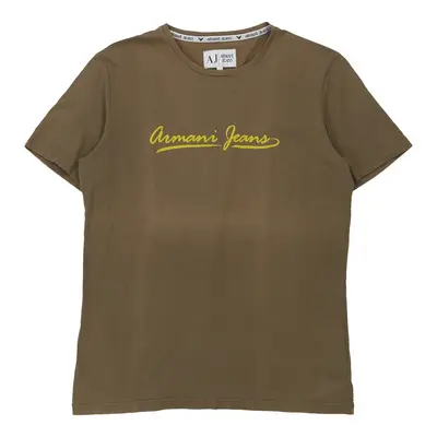 Armani Jeans Spellout T-Shirt - XL Khaki Cotton