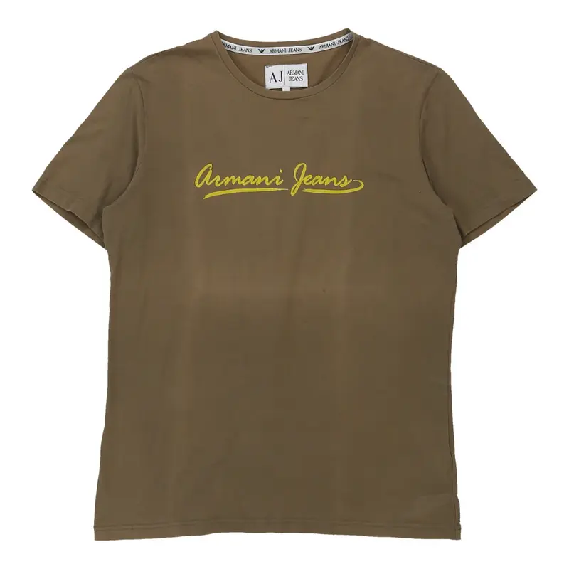 Armani Jeans Spellout T-Shirt - XL Khaki Cotton