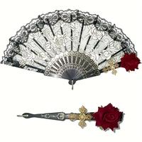Lace Hand Fan, 1 Count Foldable Handheld Fan, Portable Hand Fan for Wedding Favors, Birthday Party Decorations, Home Room Dec...