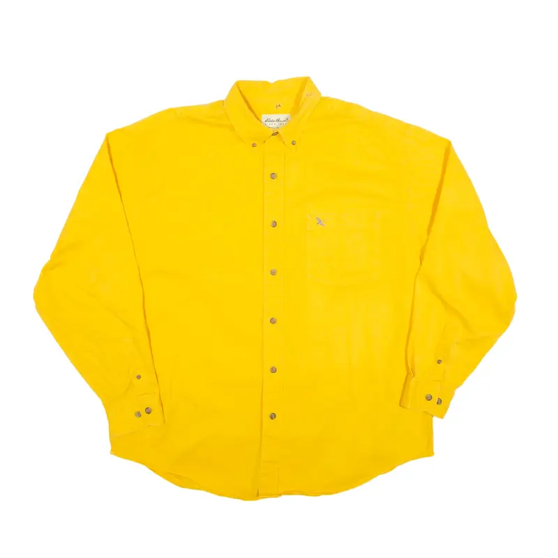 EDDIE BAUER Plain Shirt Yellow Long Sleeve Mens L