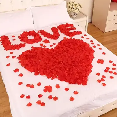 Artificial Flowers Rose Petals, 1000pcs/set Romantic Night Rose Petals, Fake Rose Petals for Wedding & Party Table Decor, Hom...
