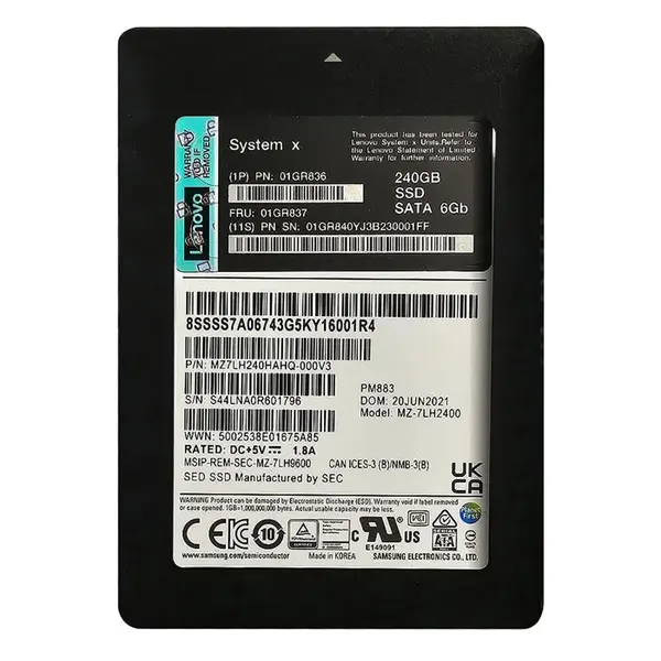 01GR836 Lenovo 240GB Triple-Level Cell SATA 6Gb/s Hot Swappable 2.5-Inch Solid State Drive