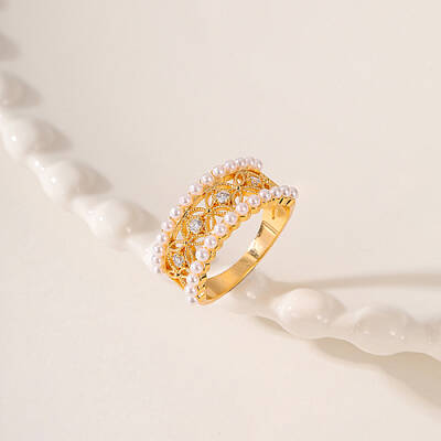 Brass Micro Pave Cubic Zirconia Finger Ring