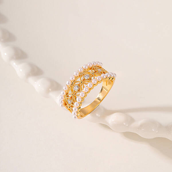 Brass Micro Pave Cubic Zirconia Finger Ring