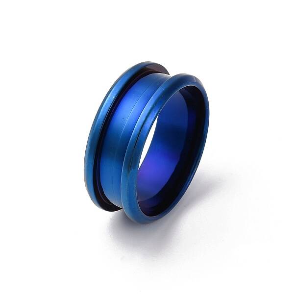 201 Stainless Steel Grooved Finger Ring Settings