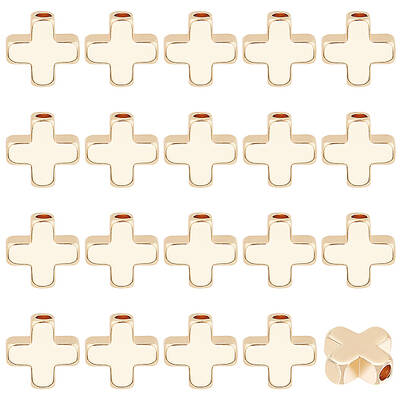 BENECREAT 20 PCS 18K Gold Plated Spacer Beads Metal Beads for DIY Jewelry Making Findings and Other Craft Work - 8x8x3mm