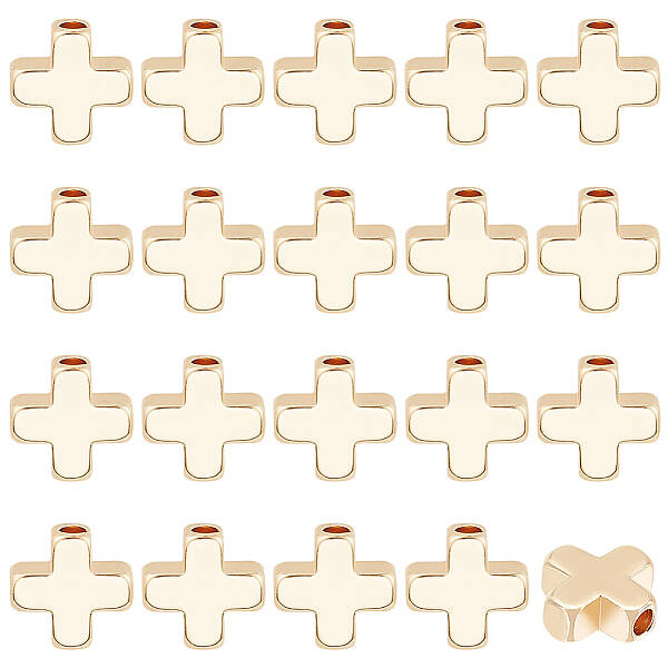 BENECREAT 20 PCS 18K Gold Plated Spacer Beads Metal Beads for DIY Jewelry Making Findings and Other Craft Work - 8x8x3mm