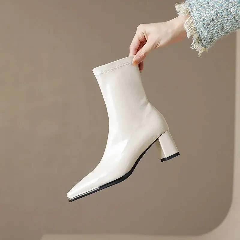 CHIKO Adhiambo Square Toe Block Heels Ankle Boots