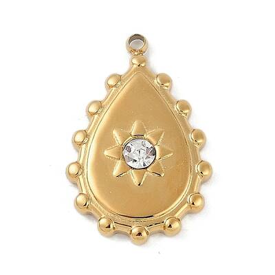 Ion Plating(IP) 304 Stainless Steel Rhinestone Pendants