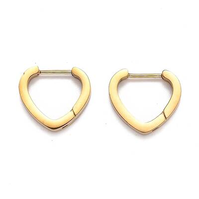 304 Stainless Steel Heart Huggie Hoop Earrings