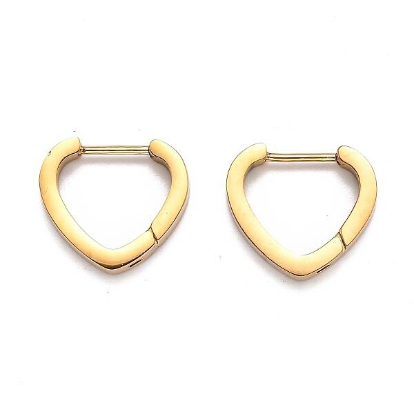 304 Stainless Steel Heart Huggie Hoop Earrings