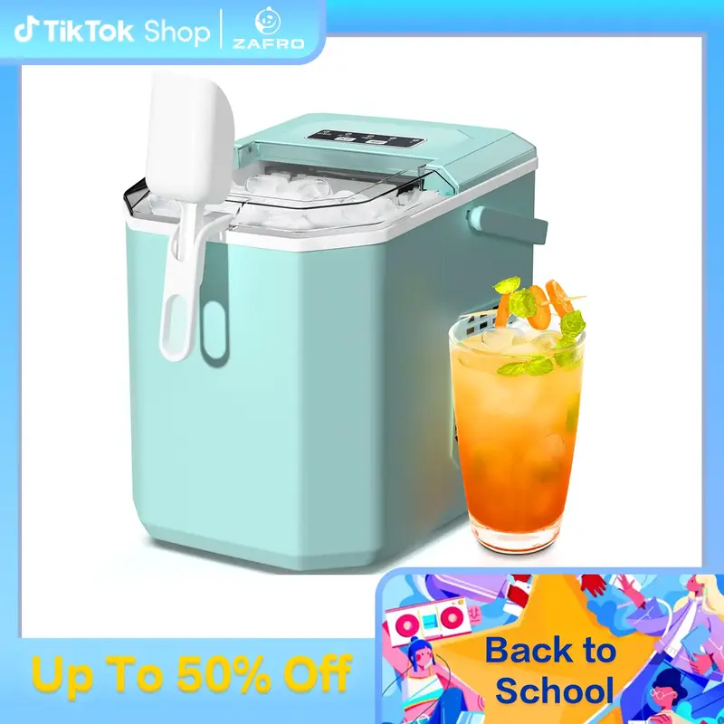 ZAFRO Countertop Ice Maker, Portable Ice Machine with Self-Cleaning, 26Lbs/24H, 9 Ice Cubes Ready in 6 Mins, for Home/Kitchen...