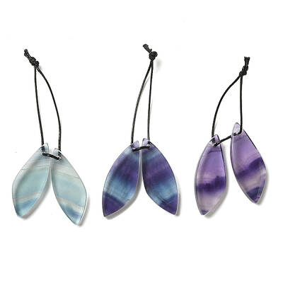 2Pcs Natural Fluorite Pendants