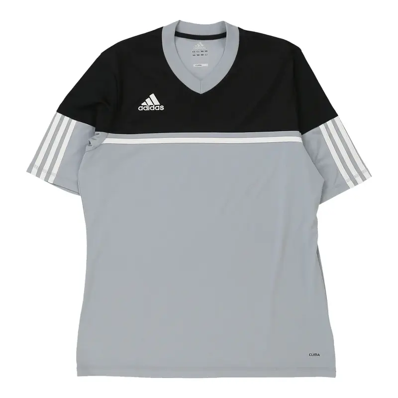 Adidas V-neck T-Shirt - Large Grey Polyester