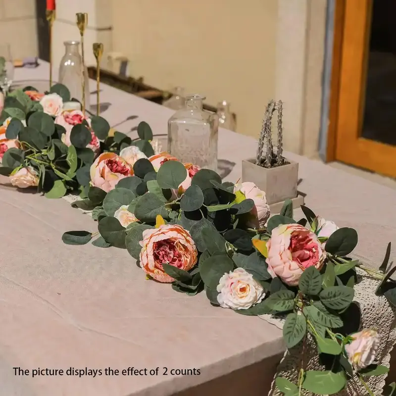 Artificial Peony Vine, 1 Count Simulation Peony Flower Vine, Faux Flower Garland For Wedding Table Decor