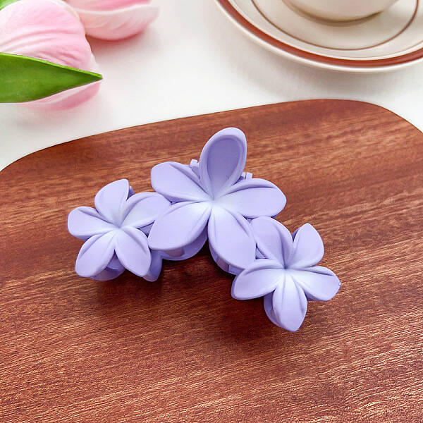 Candy Color Three Flower Plastic Claw Hair Clips
