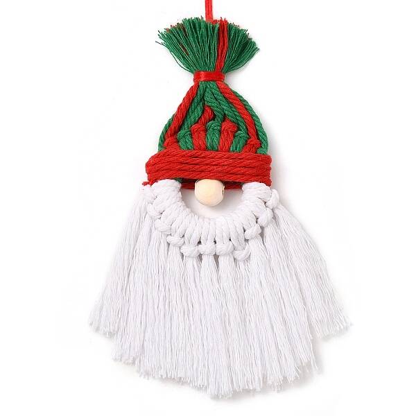 Christmas Handmade Woven Macrame Cotton Thread Santa Claus Pendant Decorations
