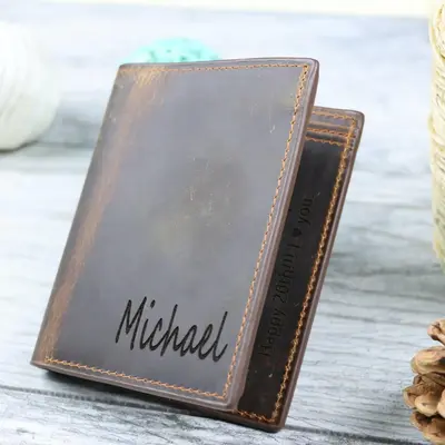Leather Trifold Wallet , Real Leather, Same Day Shipping, Free Shipping US