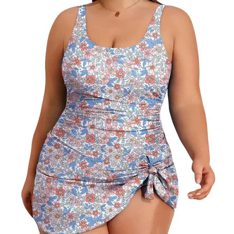 Eomenie Plus Size Swimdress for Women One Piece Swimsuit Tummy Control Swim Dresses Skirt Bathing Suit Outdoorfun Plussizefas...