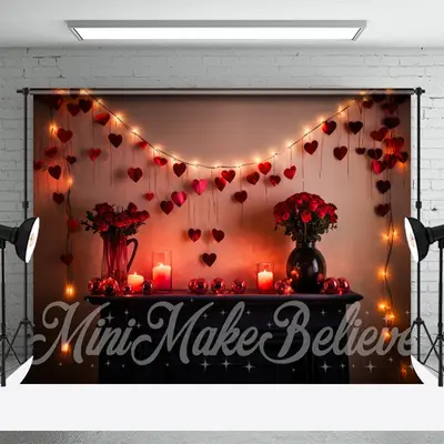 Romantic Red Rose Dim Light Valentines Day Backdrop - Aperturee