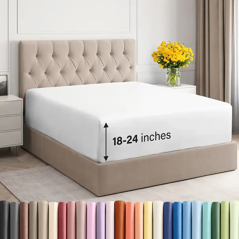 CGK Deep Pocket Fitted Sheet ONLY – Ultra-Soft Microfiber, Wrinkle-Free, Fits Up to 24 Mattress (SINGLE SHEET)
