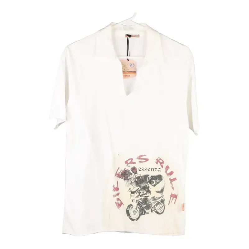Essenza Graphic Polo Shirt - Medium White Cotton