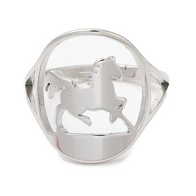 Non-Tarnish 304 Stainless Steel Horse Adjustable Ring for Women